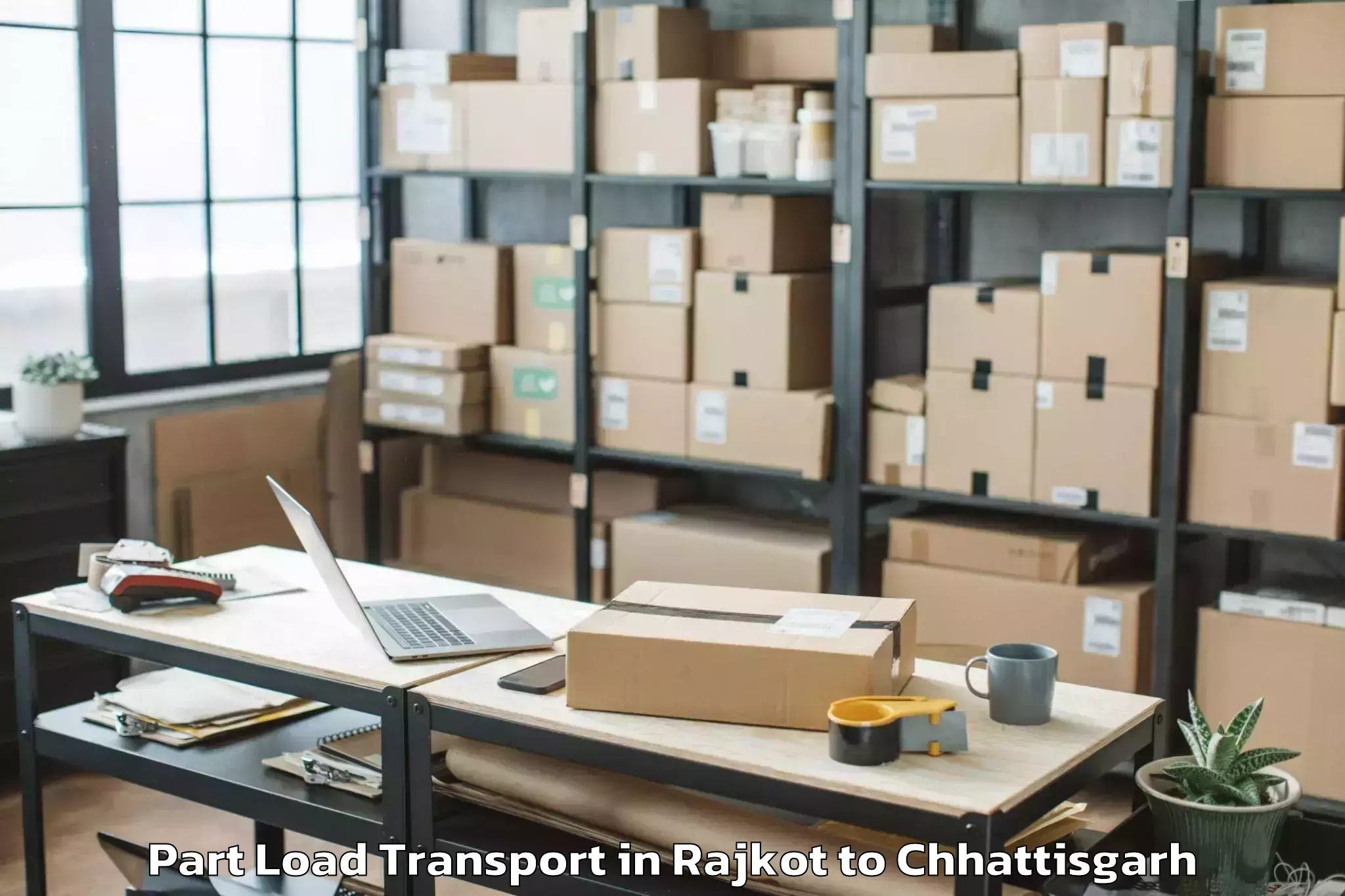 Top Rajkot to Chhattisgarh Kamdhenu Vishwavi Part Load Transport Available